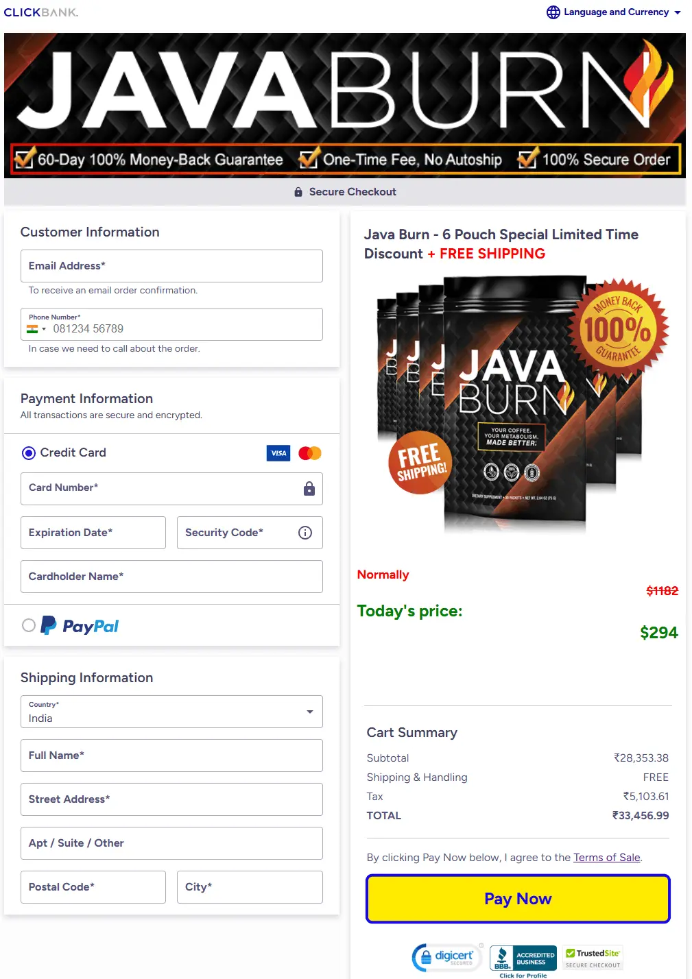  Java Burn order page